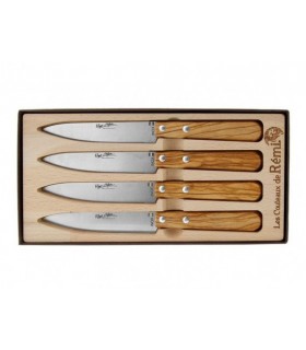 Roger Orfèvre 10111 Coffret à découper lame acier inoxydable microdentée manche 20,5 cm en bois olivier