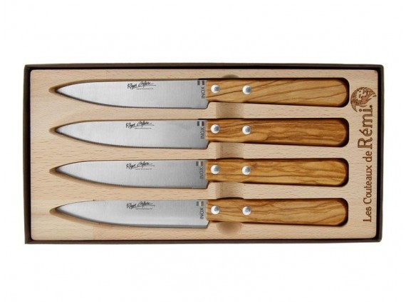 Roger Orfèvre 10111 Coffret à découper lame acier inoxydable microdentée manche 20,5 cm en bois olivier