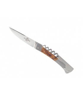 Goyon-chazeau 5900 Couteau  lame acier 14C28N mat manche 12,5 cm en plaquettes loupe de peuplier