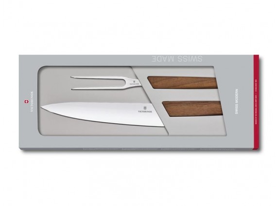 Victorinox 6.9091.2 Coffret à découper lame acier inoxydable manche 22 cm en bois de noyer
