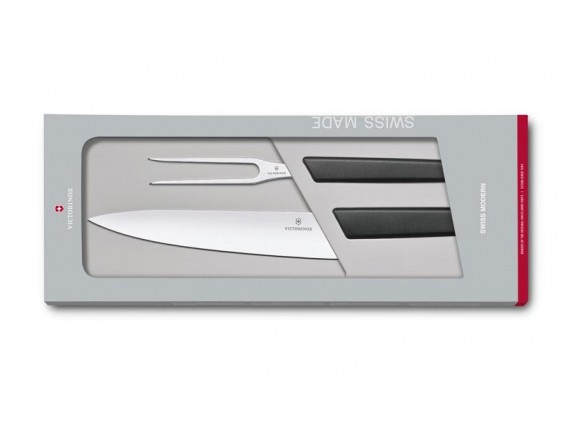 Victorinox 6.9093.21g Coffret à découper lame acier inoxydable manche 22 cm en polypropylène noir