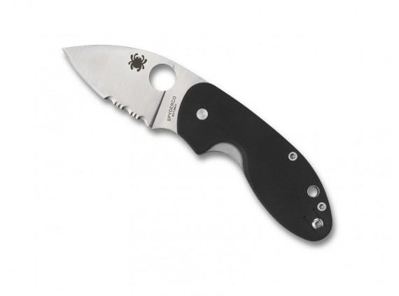 Spyderco c246gps Couteau  lame semi-dentée acier 8Cr13MoV à cran intérieur manche 9,5 cm en G10 noir