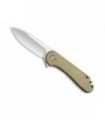 Civivi c907s Couteau lame de 7,6 cm en acier D2 satiné avec « flipper » manche 10 cm inox gris avec plaq. micarta vert olive