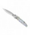 Roger Orfèvre k2.14m Couteau  lame acier Z40C13  manche 11,5 cm inox microbillé décor imprimé 3D faïence
