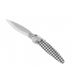 Roger Orfèvre k2.17m Couteau  lame acier Z40C13  manche 11,5 cm inox microbillé décor imprimé 3D pied de poule