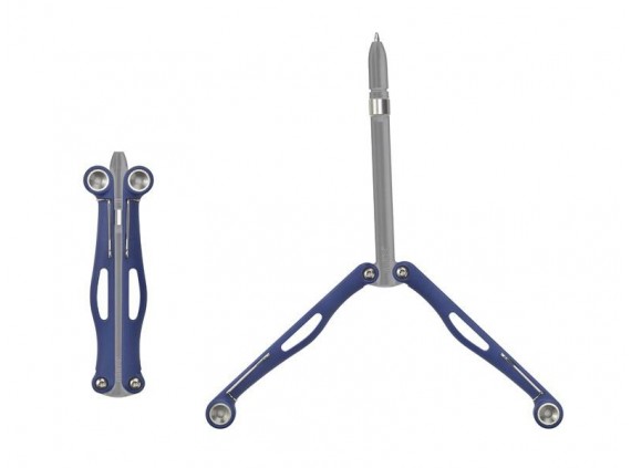 Spyderco ycn102 Stylo lame plastique résistant foncé insert inox, cartouche encre bleue pour écrire sous l'eau  gris et bleu