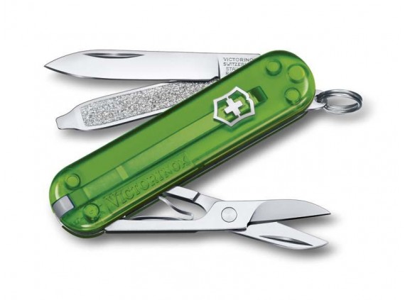Victorinox 0.6223.t41g Couteau lame acier inox manche 5,8 cm Alox quadrillé Vert translucide