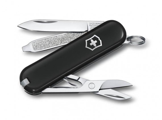 Victorinox 0.6223.3g Couteau lame acier inox manche 5,8 cm Alox quadrillé Noir