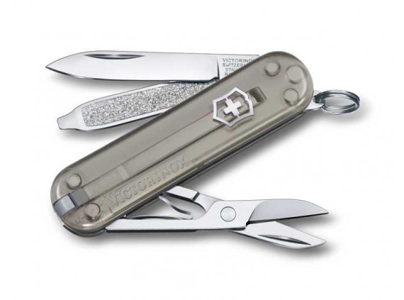 Victorinox 0.6223.t31g Couteau lame acier inox manche 5,8 cm Alox quadrillé Gris translucide