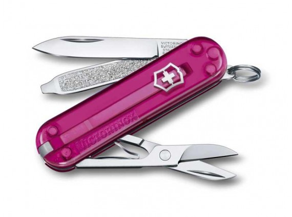 Victorinox 0.6223.t5g Couteau lame acier inox manche 5,8 cm Alox quadrillé Rose translucide