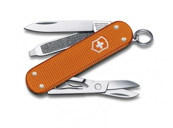 Victorinox 0.6221.l21 Couteau lame acier inox manche 5,8 cm alox quadrillé Orange tiger