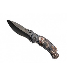 Herbertz 595012 Couteau lame Acier 420 manche 12 cm Métal Motif tête de mort