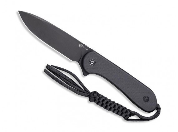 civivi c2105a Poignard lame Acier D2 finition blackwash manche  cm plaquettes G10 Noir