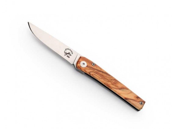 Salamandra 64255 Couteau lame N690Co manche  cm Bois Olivier/inox gris au verso