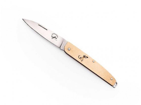 Salamandra 64259 Couteau lame N690Co manche  cm Laiton Doré