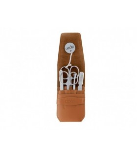 Alpen 6872r.tabacco Pochette manucure lame Inox manche  cm inox satiné tabac