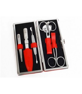 Alpen 6882r.red Trousse manucure lame Inox manche  cm inox satiné rouge