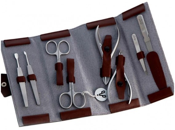 Alpen 6839r.wine Trousse manucure lame Inox manche  cm inox satiné tabac