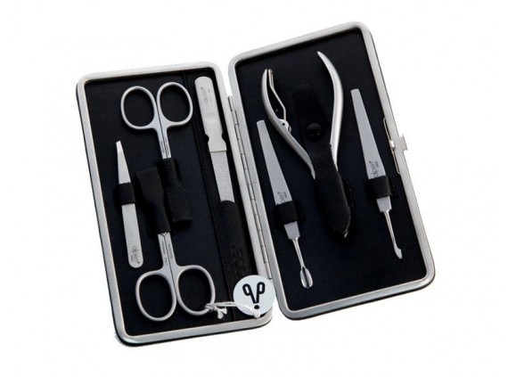 Alpen 6864r.black Trousse manucure lame Inox manche  cm inox satiné noir