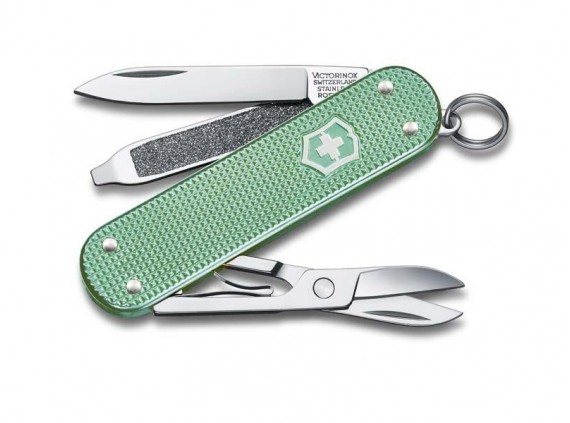 Victorinox 0.6221.221g Couteau lame acier inox manche 5,8 cm Alox quadrillé bleu menthe glaciale