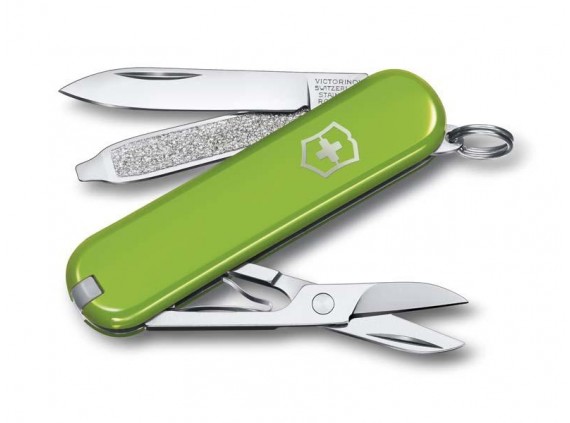 Victorinox 0.6223.43g Couteau lame acier inox manche 5,8 cm Alox quadrillé Vert guacamole