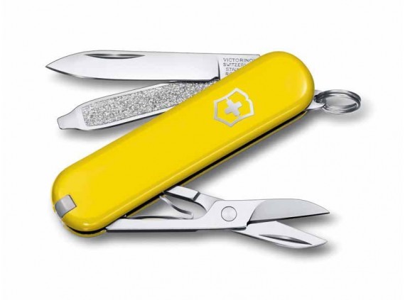 Victorinox 0.6223.8g Couteau lame acier inox manche 5,8 cm Alox quadrillé jaune