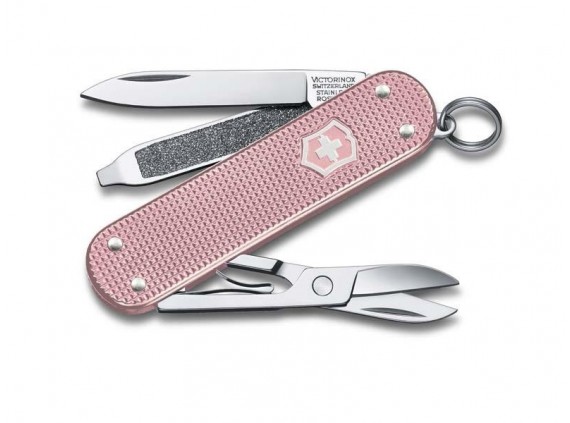 Victorinox 0.6221.252g Couteau lame acier inox manche 5,8 cm Alox quadrillé Rose bonbon