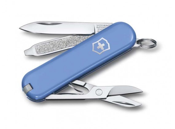 Victorinox 0.6223.28g Couteau lame acier inox manche 5,8 cm Alox quadrillé Bleu ciel