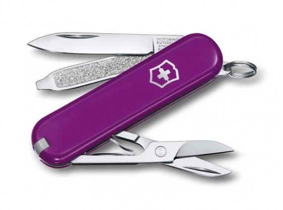 Victorinox 0.6223.52g Couteau lame acier inox manche 5,8 cm Alox quadrillé Violet