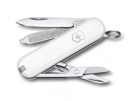 Victorinox 0.6223.7g Couteau lame acier inox manche 5,8 cm Alox quadrillé Blanc