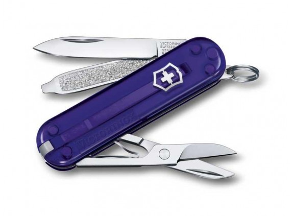 Victorinox 0.6223.t29g Couteau lame acier inox manche 5,8 cm Alox quadrillé Violet translucide