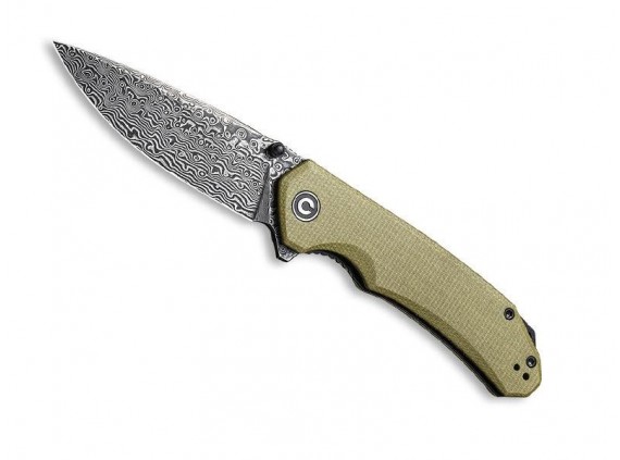 civivi c2102ds2 Couteau lame Acier damas industriel inox manche  cm Micarta Vert olive