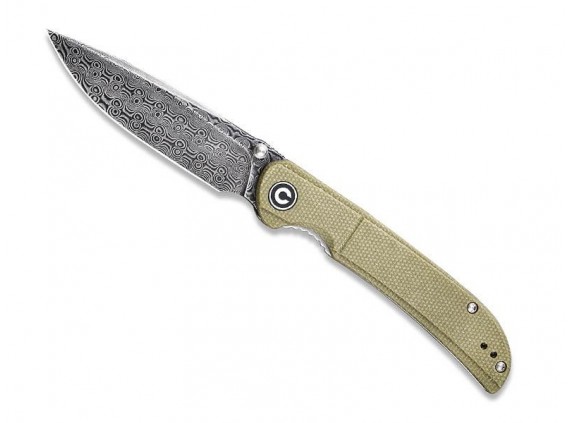 civivi c2107ds2 Couteau lame Acier damas industriel inox manche  cm Micarta Vert olive