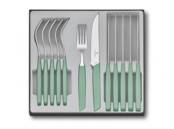 Victorinox 6.9096.12w41.12 Ménagère lame acier inox 18/17 manche  cm polypropylène noir