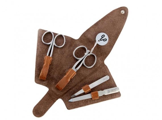 Alpen 6879r.cognac Pochette manucure lame Inox manche  cm inox satiné Cognac