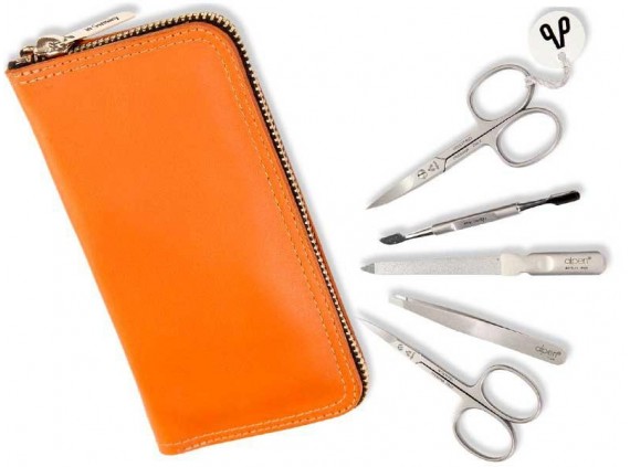 Alpen 6842r.tabacco Trousse manucure lame Inox manche  cm inox satiné tabac