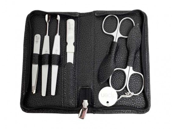 Alpen 6822r.black Trousse manucure lame Inox manche  cm inox satiné noir