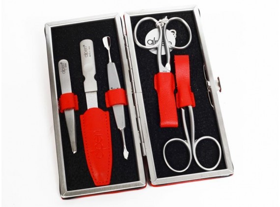 Alpen 6882r.red Trousse manucure lame Inox manche  cm inox satiné rouge