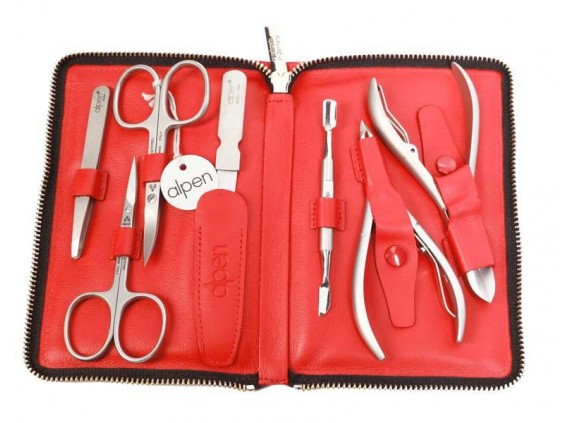 Alpen 6845r.red Trousse manucure lame Inox manche  cm inox satiné rouge