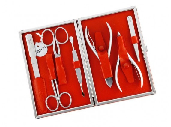 Alpen 6885r.red Trousse manucure lame Inox manche  cm inox satiné rouge