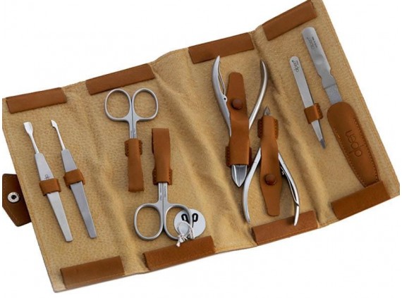 Alpen 6839r.tabacco Trousse manucure lame Inox manche  cm inox satiné tabac