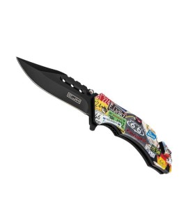 herbertz he.44005 couteau lame 10,5 cm acier manche 12 cm décor imprimé 3d carte de la route 67