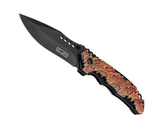 herbertz he.44013 couteau lame 10,5 cm acier manche 12 cm décor imprimé 3d vipère nord américaine