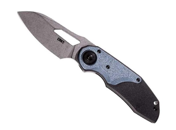 crkt 5410.cr couteau lame 7,5 cm acier d2 manche 9,5 cm noir/bleu