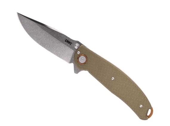 crkt 2471.cr couteau lame 10 cm acier d2 manche 11,5 cm vert