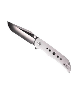 crkt 6135.cr couteau lame 8 cm acier aus8 satiné manche 10,5 cm gris