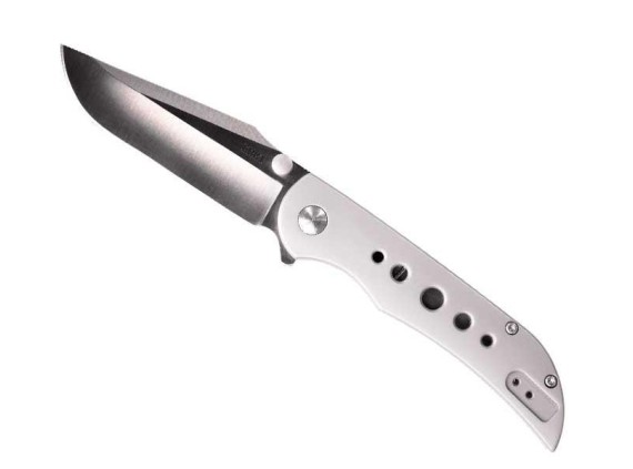 crkt 6135.cr couteau lame 8 cm acier aus8 satiné manche 10,5 cm gris