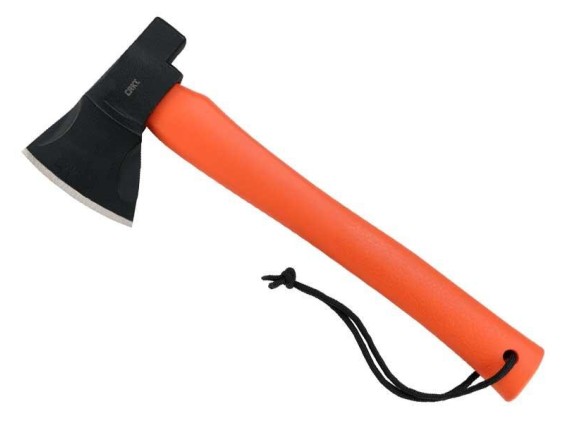 crkt 2727.cr hachette lame  cm acier carbone 1055 manche 33,5 cm orange