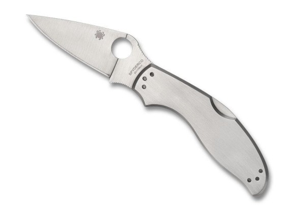 spyderco c261p couteau lame 8 cm acier 8Cr13MoV manche 10 cm gris