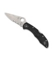 spyderco c11fpsbkbl couteau lame 8,5 cm vg-10 manche 11 cm noir/bleu